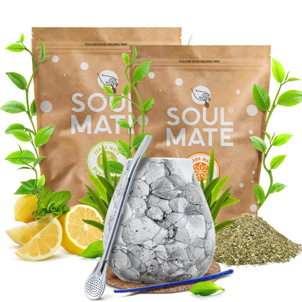 Set de Maté Soul Mate Organica 2x500g 1kg Calebasse + Bombilla