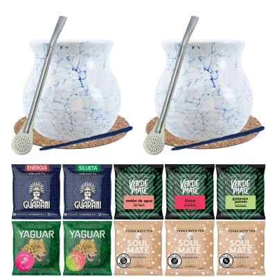 Set pour Deux  mate tea Bombilla une calebasse 10x50g