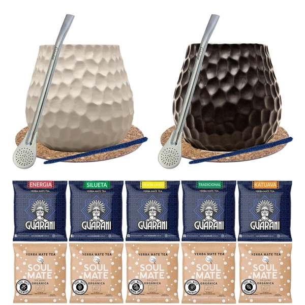 Sets pour couples Yerba Mate Matero Bombilla 10x50g