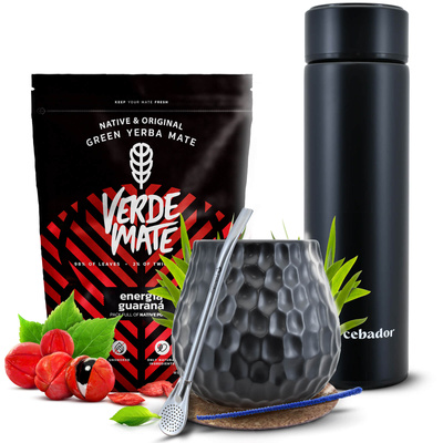 Set de Maté Verde Mate 400g 0,4kg Thermos LED