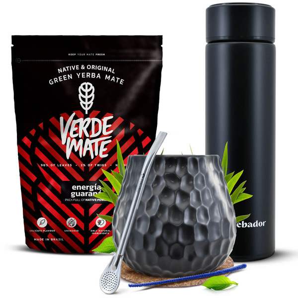 Set de Maté Verde Mate 400g 0,4kg Thermos LED
