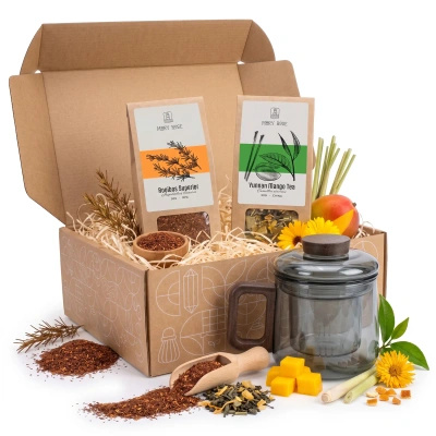 Coffret cadeau de thés en feuilles Mary Rose 2x50g + tasse avec infuseur