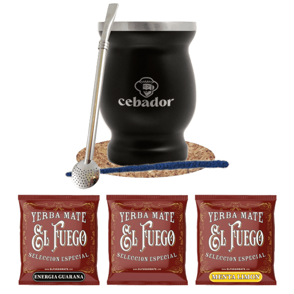 Set de Maté : échantillons El Fuego 3x50g + TermoMate + Bombilla