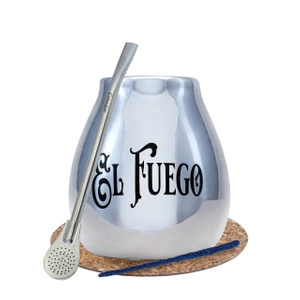 Yerba Mate BIG calebasse bombilla en argent El Fuego