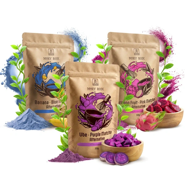 Coffret de matchas colorés : Blue Matcha + Pink Matcha + Purple Matcha