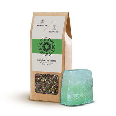 Set pour chakra du cœur (Anahata) : thé du chakra + pierre magique
