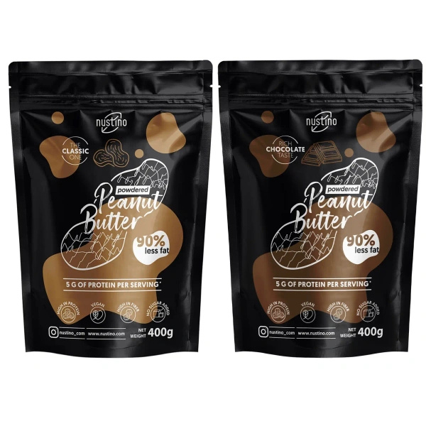 Lot de beurre de cacahuète en poudre Nustino : Classic + Chocolate 2x400g