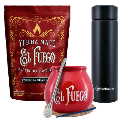 Set Yerba Mate El Fuego MOC 500g calebasse thermos