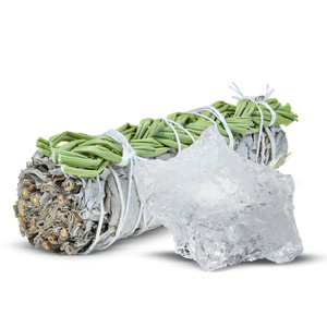 Set de méditation : encens de sauge blanche + cristal de roche