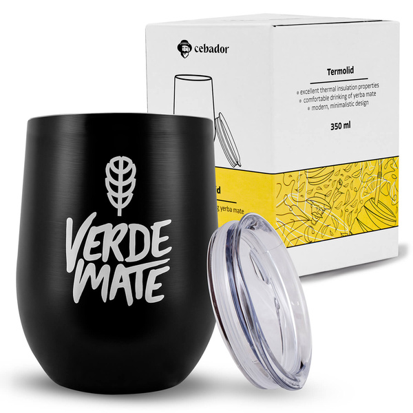 TermoLid – tasse isotherme pour yerba maté avec couvercle – Verde Mate (noir) – 350 ml