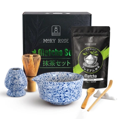 Coffret cadeau : matcha japonais premium + matchawan + accessoires en bambou