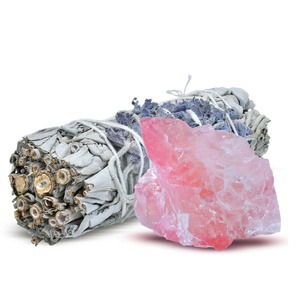 Set de méditation : encens de sauge blanche + quartz rose