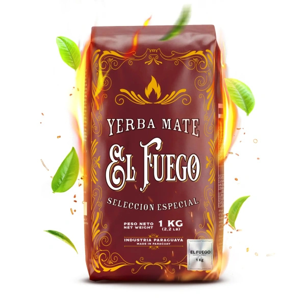 Coffret cadeau de Noël yerba mate El Fuego Elaborada 1kg + Palo Santo, calebasse et bombilla
