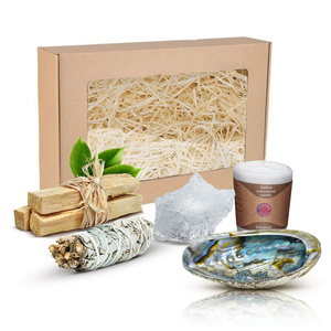 Coffret pour rituels et purification : encens + cristal de roche + bougie