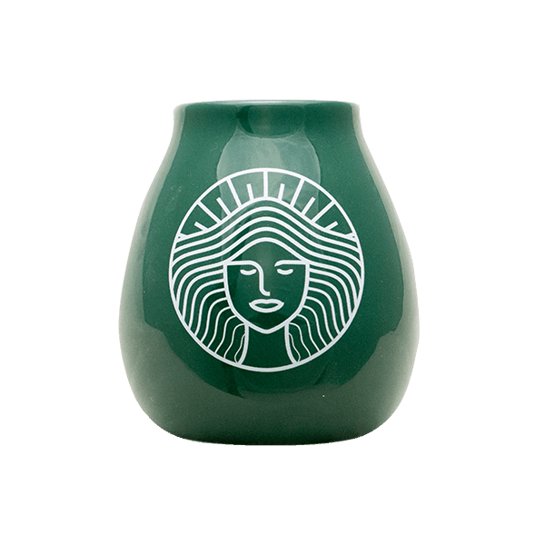 Calebasse à maté en céramique avec logo Pachamama (verte) 350 ml