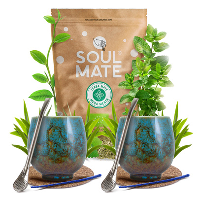 Set de Maté Soul Mate 500g 0,5kg 2x Calebasse + 2x Bombilla