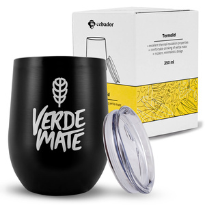 TermoLid – tasse isotherme pour yerba maté avec couvercle – Verde Mate (noir) – 350 ml