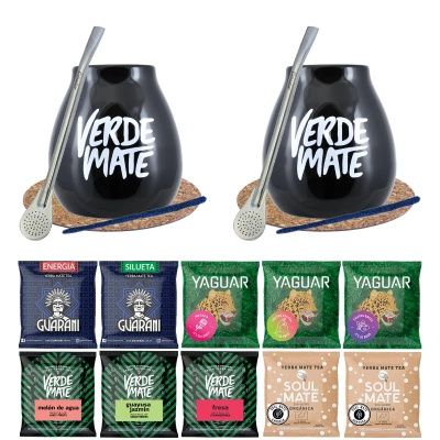 Set pour Deux Yerba Maté Calebasse et Bombilla 10x50g