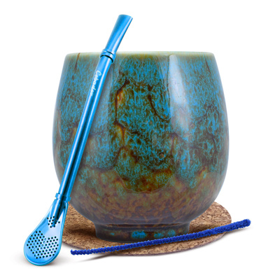 Coffret d’accessoires pour maté : Calebasse + Bombilla