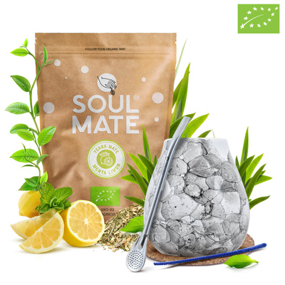 Set de Maté Soul Mate Organica Menta Limon 500g 0,5kg Calebasse + Bombilla
