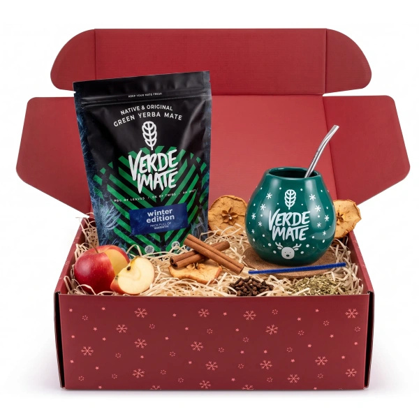 Coffret cadeau de Noël yerba mate Verde Mate Winter Edition 500g + calebasse et bombilla