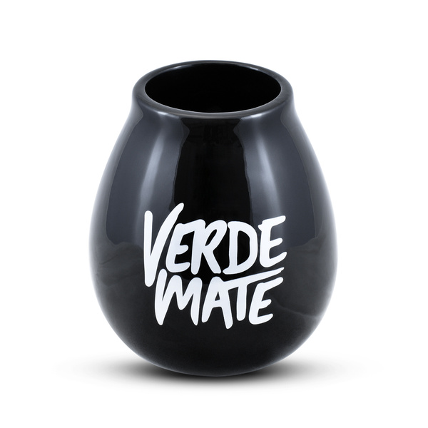 Calebasse à maté en céramique avec logo Verde Mate (noire) 350 ml