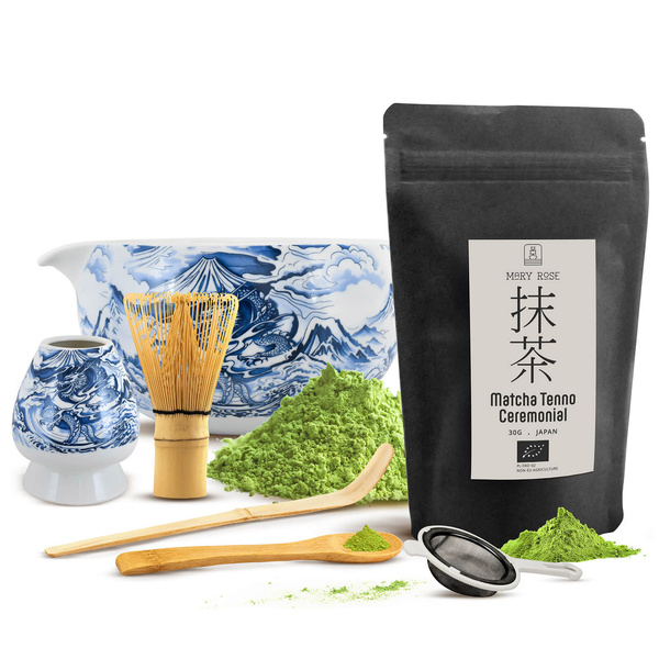 Coffret cérémonial pour préparer le thé matcha : matcha BIO japonais 30g + accessoires