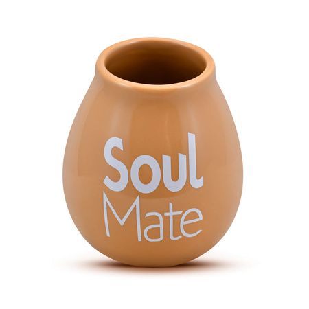 Calebasse en céramique beige avec logo Soul Mate - 350 ml