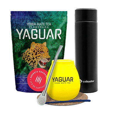 Set Yerba Maté Yaguar Energia 500g 0,5 kg thermos