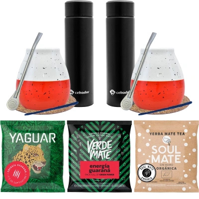 Yerba Mate kit de démarrage pour couples thermos 3x50g