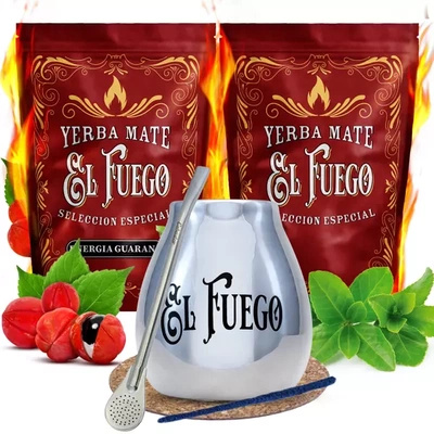 Set de Maté El Fuego 1jg Calebasse + Bombilla