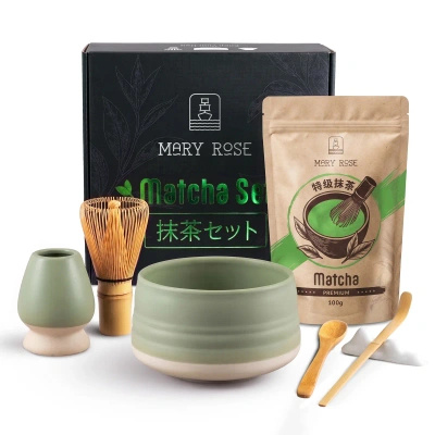 Coffret cadeau : matcha + matchawan + accessoires en bambou