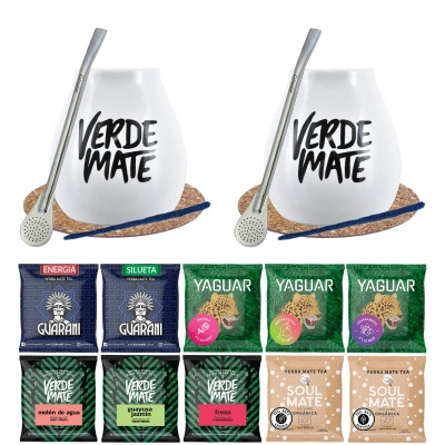 Set Yerba Maté Green 10x50g Matero x2 500g
