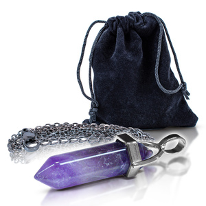 Pendentif en améthyste dans un sachet + chaîne