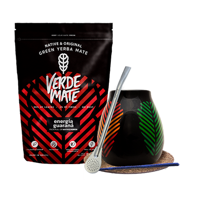 Set de Maté : Verde Mate Energía Guaraná 500g + Calebasse + Bombilla