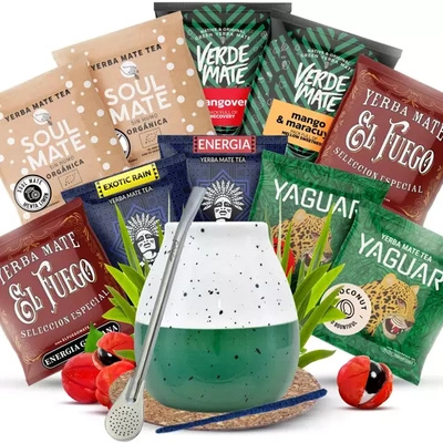 Set de Maté : Calebasse + Bombilla 10x50g