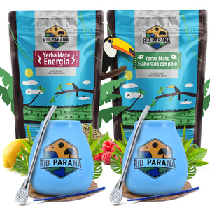 Yerba Maté Rio Parana Set POUR DEUX Calebasse Bombilla 1000g