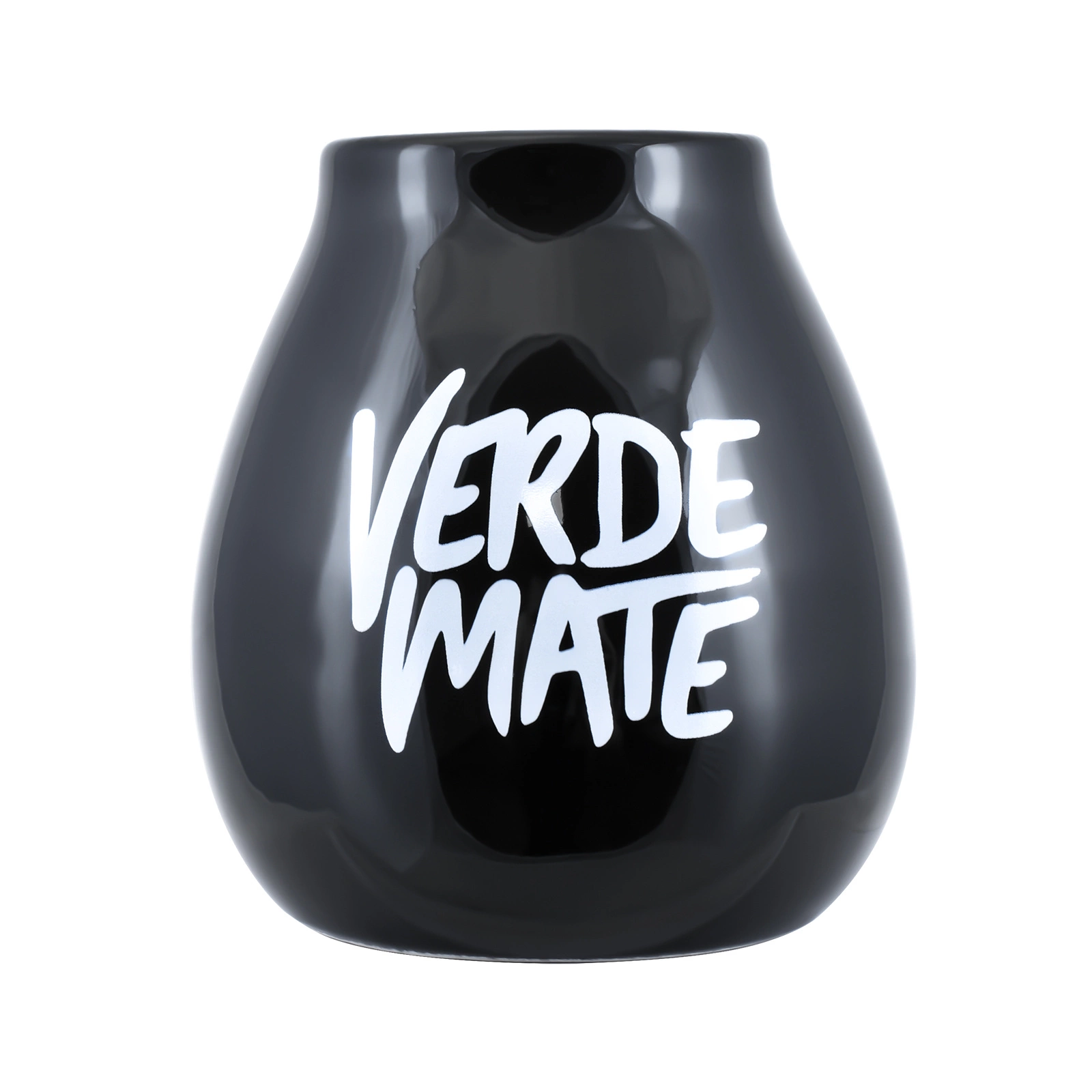 Calebasse à maté noire en céramique avec logo Verde Mate 350 ml