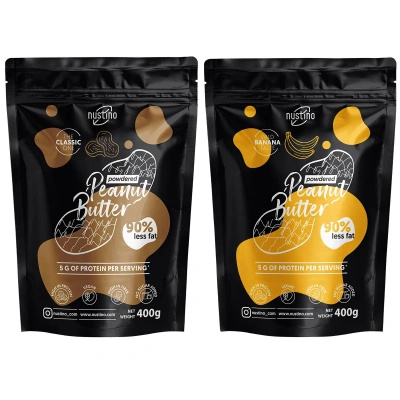 Lot de beurre de cacahuète en poudre Nustino : Classic + Banana 2x400g