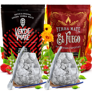Yerba Maté Set POUR DEUX Calebasse Bombilla 1000g