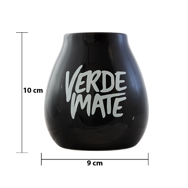 Calebasse à maté en céramique avec logo Verde Mate (noire) 350 ml