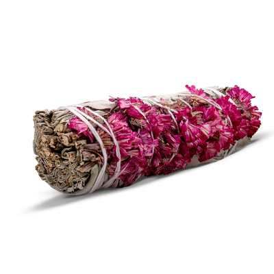 Sauge Blanche avec Sinuata rose – Encens en rouleau 20-30 g