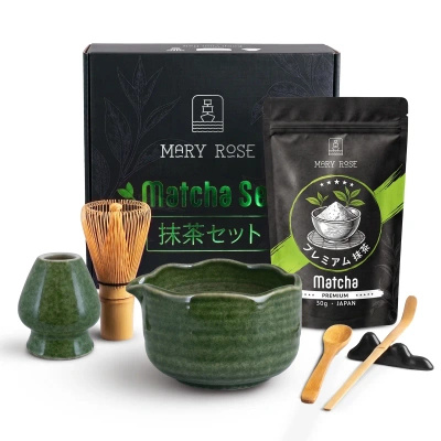 Coffret cadeau : matcha japonais premium + matchawan + accessoires en bambou