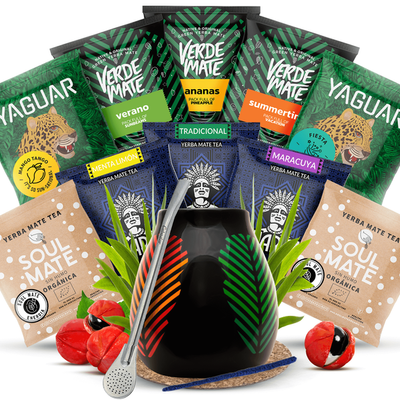 Set de Maté : Calebasse + Bombilla + Échantillons 10x50g