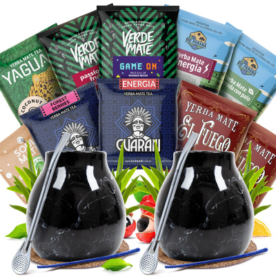 Set de Maté por Deux : échantillons 10x50g + 2x Calebasse + 2x Bombilla