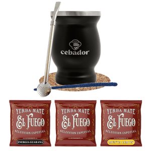 Set de Maté : échantillons El Fuego 3x50g + TermoMate + Bombilla