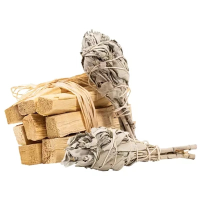 2 x Paquet de sauge blanche + Palo Santo 100g set