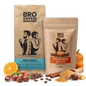 Coffret pour Pumpkin Spice Latte : café Bro Coffee Roastery Brazil Guaxupe 1kg + Pumpkin Spice Latte Mix 100g