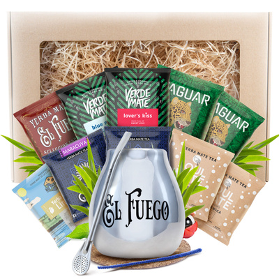 Ensemble de Cadeaux de Maté 10x50g 500g Calebasse + Bombilla