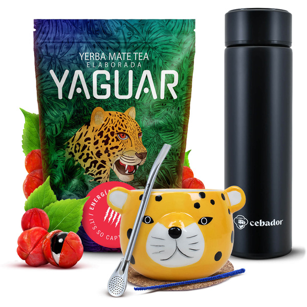 Yerba Mate Yaguar Energia 500g calebasse thermos set